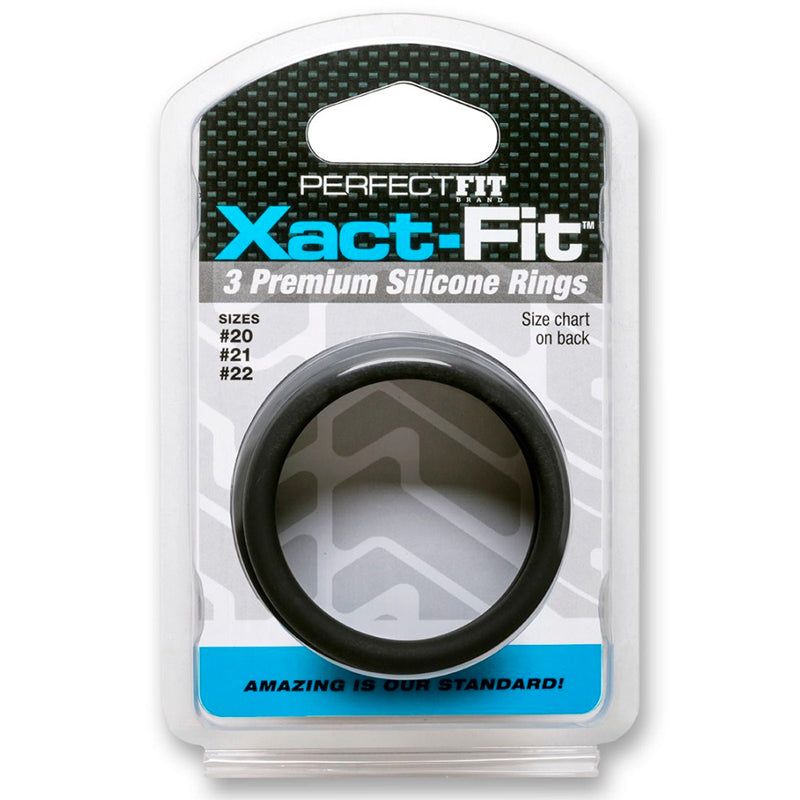 Curve Toys Perfect Fit Xact-Fit 3-Piece Premium Silicone Rings (#20, #21, #22) Black